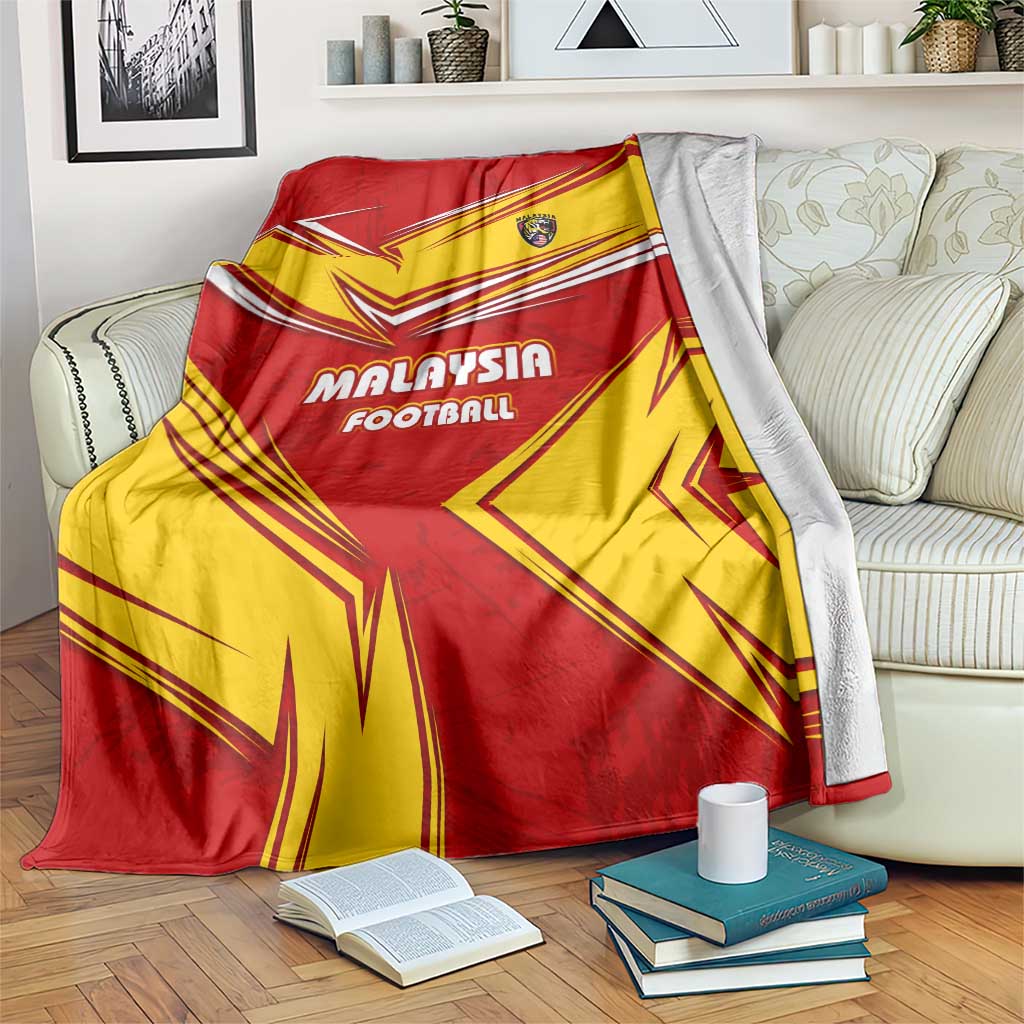 Malaysia Football Blanket with Roaring Tiger and Red Yellow National Colors