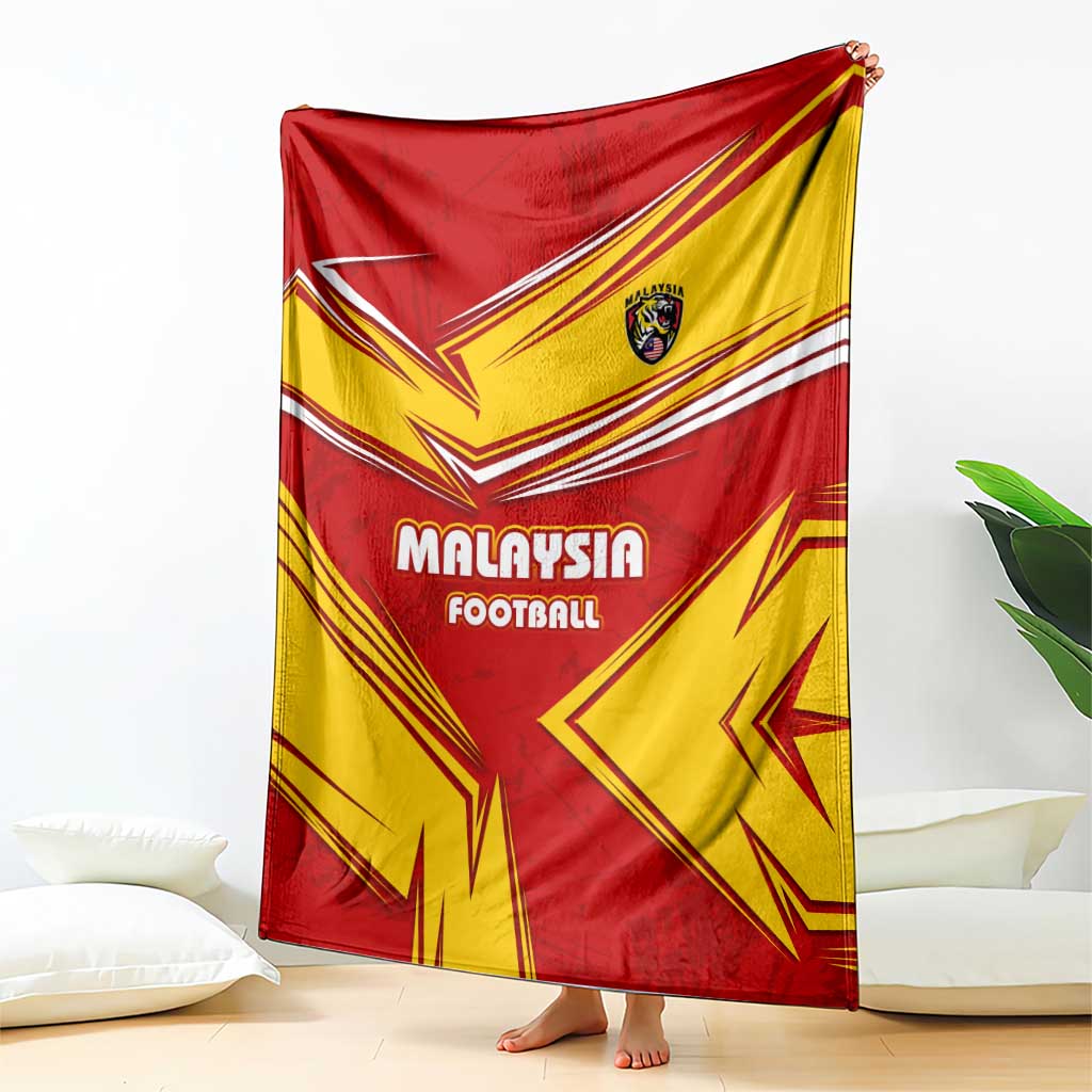 Malaysia Football Blanket with Roaring Tiger and Red Yellow National Colors
