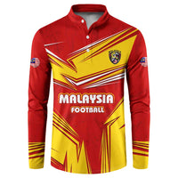 Malaysia Football Button Sweatshirt with Roaring Tiger and Red Yellow National Colors
