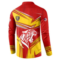 Malaysia Football Button Sweatshirt with Roaring Tiger and Red Yellow National Colors