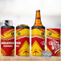 Malaysia Football 4 in 1 Can Cooler Tumbler with Roaring Tiger and Red Yellow National Colors