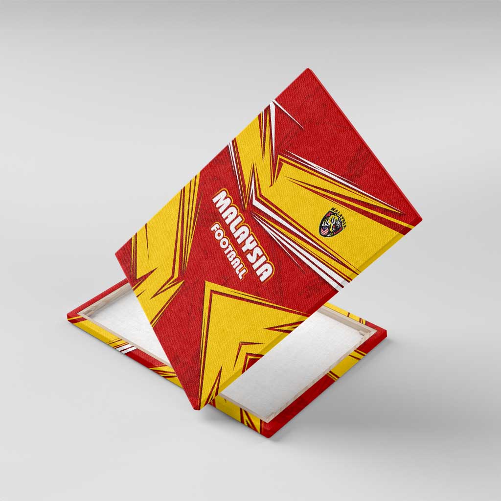 Malaysia Football Canvas Wall Art with Roaring Tiger and Red Yellow National Colors