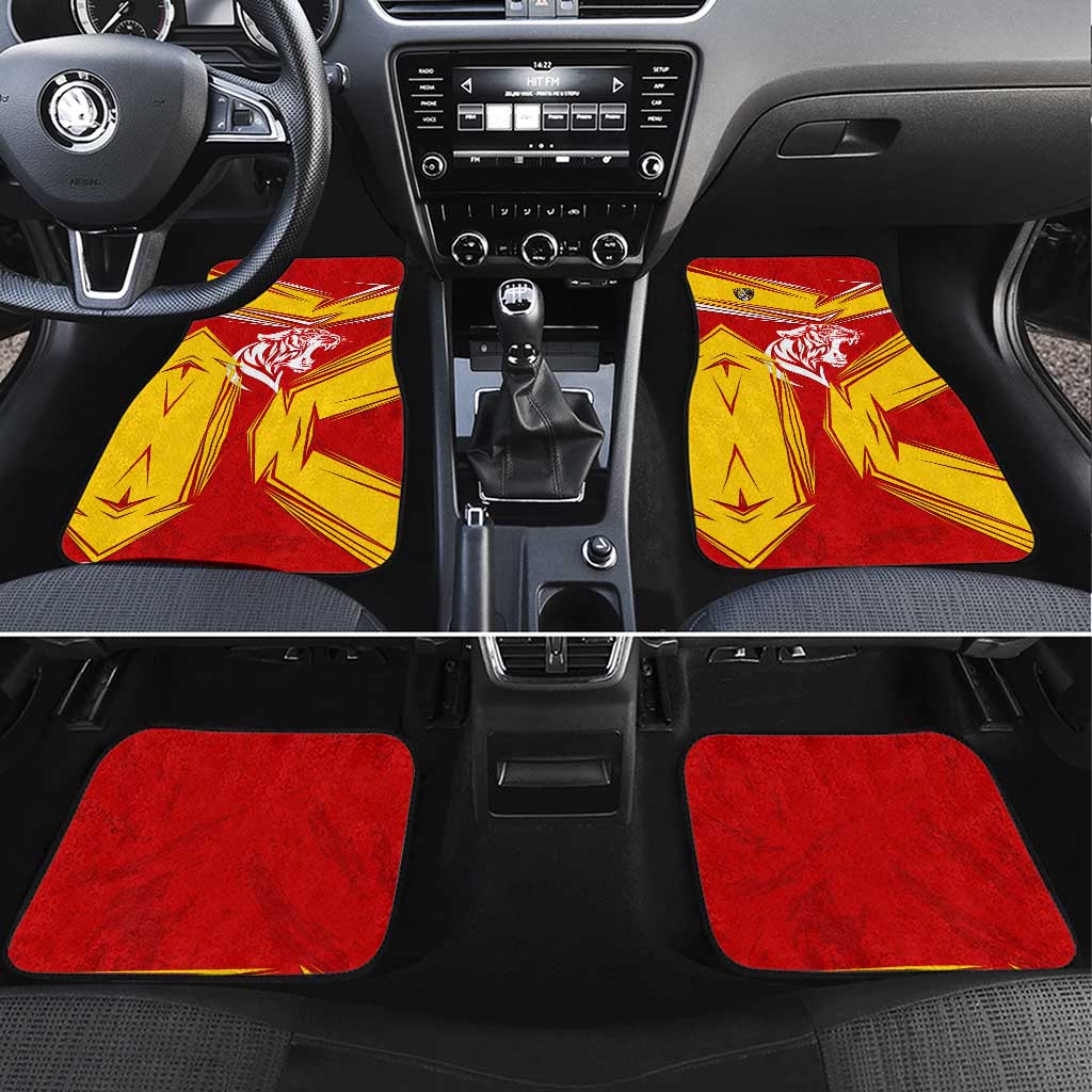 Malaysia Football Car Mats with Roaring Tiger and Red Yellow National Colors
