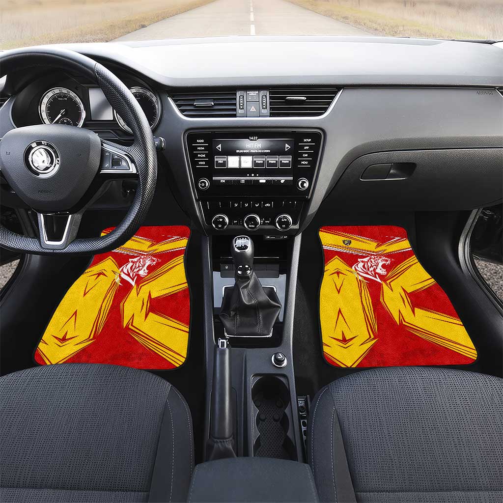 Malaysia Football Car Mats with Roaring Tiger and Red Yellow National Colors