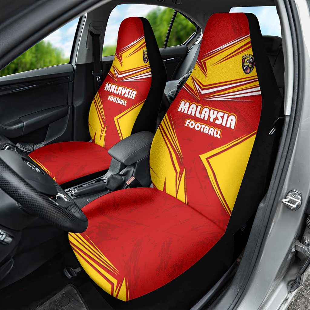 Malaysia Football Car Seat Cover with Roaring Tiger and Red Yellow National Colors