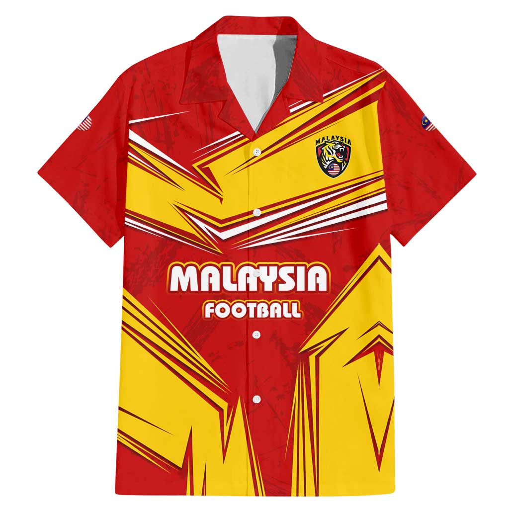 Malaysia Football Family Matching Mermaid Dress and Hawaiian Shirt with Roaring Tiger and Red Yellow National Colors