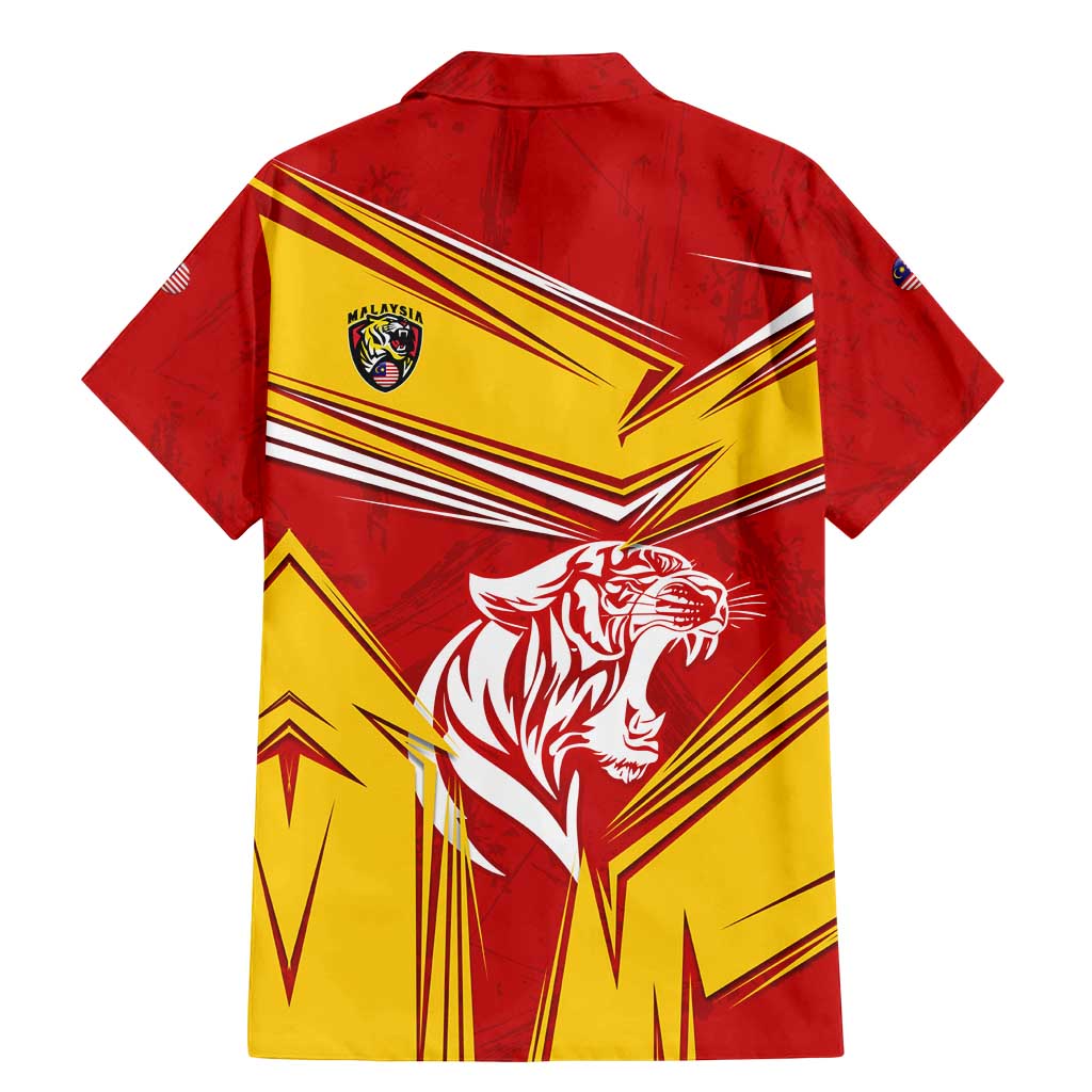 Malaysia Football Family Matching Mermaid Dress and Hawaiian Shirt with Roaring Tiger and Red Yellow National Colors