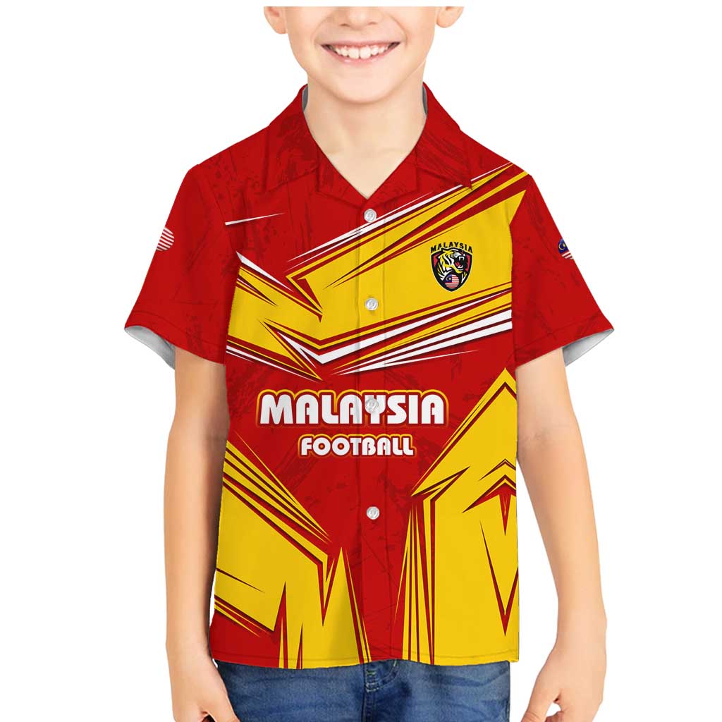 Malaysia Football Family Matching Mermaid Dress and Hawaiian Shirt with Roaring Tiger and Red Yellow National Colors