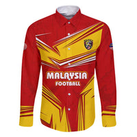 Malaysia Football Family Matching Off Shoulder Short Dress and Hawaiian Shirt with Roaring Tiger and Red Yellow National Colors