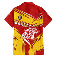 Malaysia Football Family Matching Puletasi and Hawaiian Shirt with Roaring Tiger and Red Yellow National Colors