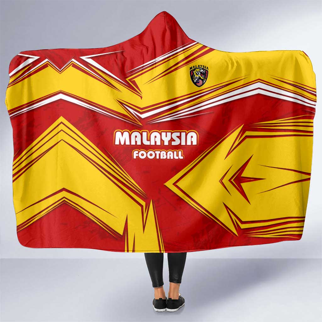 Malaysia Football Hooded Blanket with Roaring Tiger and Red Yellow National Colors