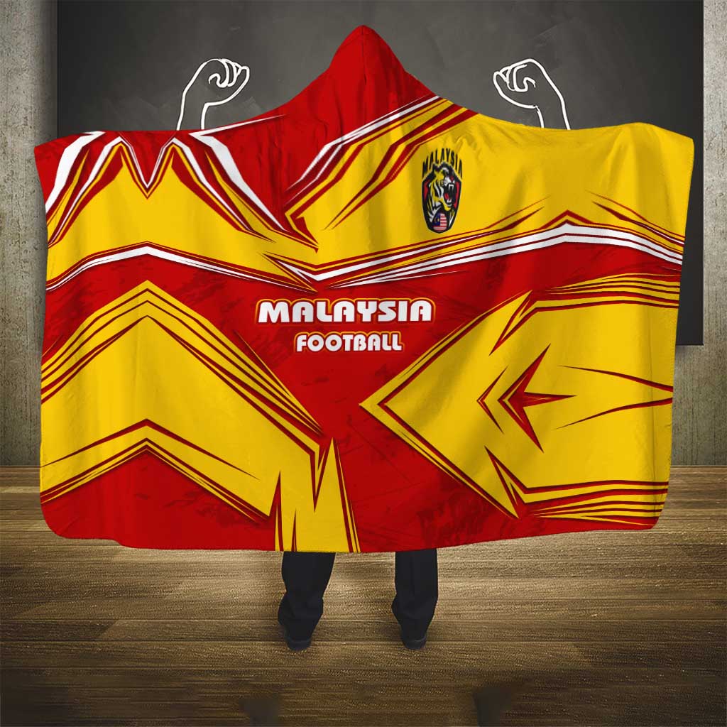 Malaysia Football Hooded Blanket with Roaring Tiger and Red Yellow National Colors