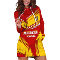 Malaysia Football Hoodie Dress with Roaring Tiger and Red Yellow National Colors
