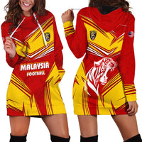 Malaysia Football Hoodie Dress with Roaring Tiger and Red Yellow National Colors