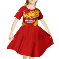 Malaysia Football Kid Short Sleeve Dress with Roaring Tiger and Red Yellow National Colors