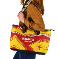 Malaysia Football Leather Tote Bag with Roaring Tiger and Red Yellow National Colors