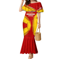 Malaysia Football Mermaid Dress with Roaring Tiger and Red Yellow National Colors