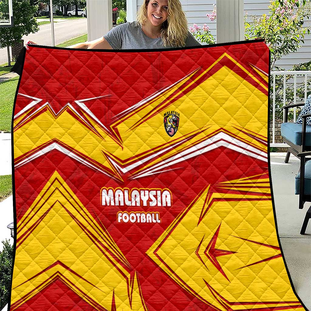 Malaysia Football Quilt with Roaring Tiger and Red Yellow National Colors