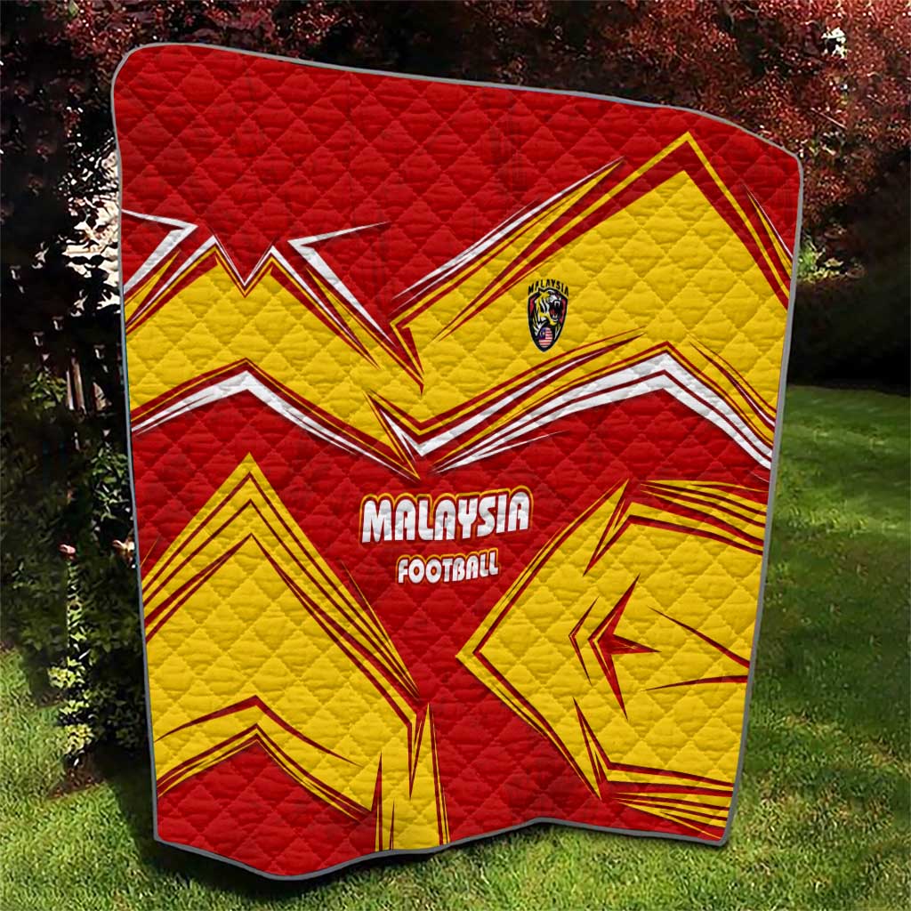 Malaysia Football Quilt with Roaring Tiger and Red Yellow National Colors