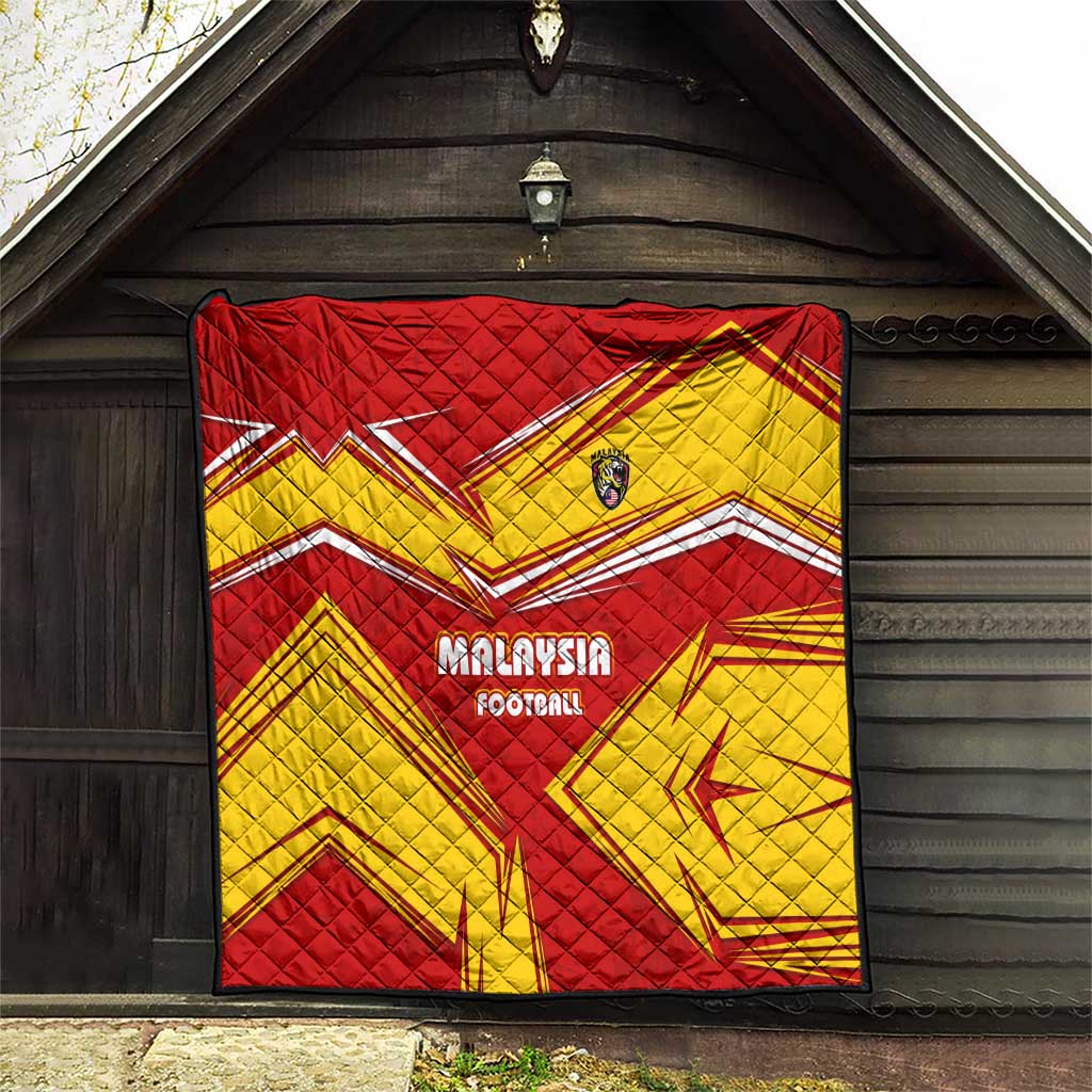 Malaysia Football Quilt with Roaring Tiger and Red Yellow National Colors