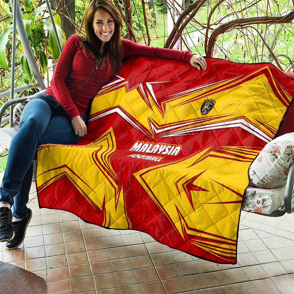 Malaysia Football Quilt with Roaring Tiger and Red Yellow National Colors