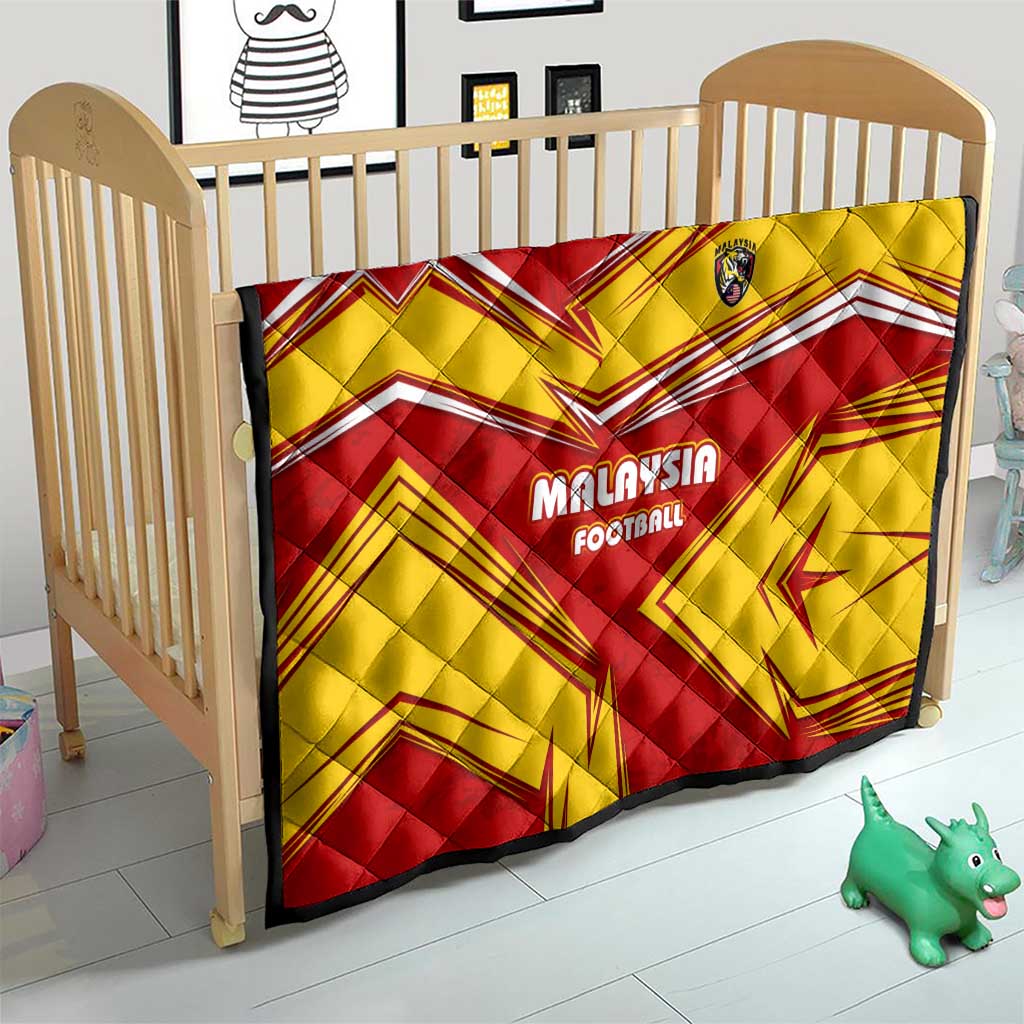 Malaysia Football Quilt with Roaring Tiger and Red Yellow National Colors