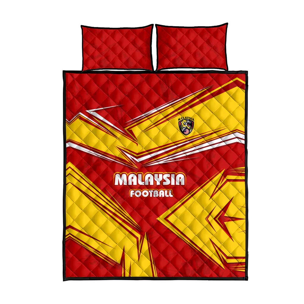 Malaysia Football Quilt Bed Set with Roaring Tiger and Red Yellow National Colors