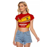 Malaysia Football Raglan Cropped T Shirt with Roaring Tiger and Red Yellow National Colors