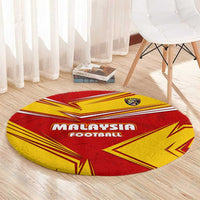 Malaysia Football Round Carpet with Roaring Tiger and Red Yellow National Colors