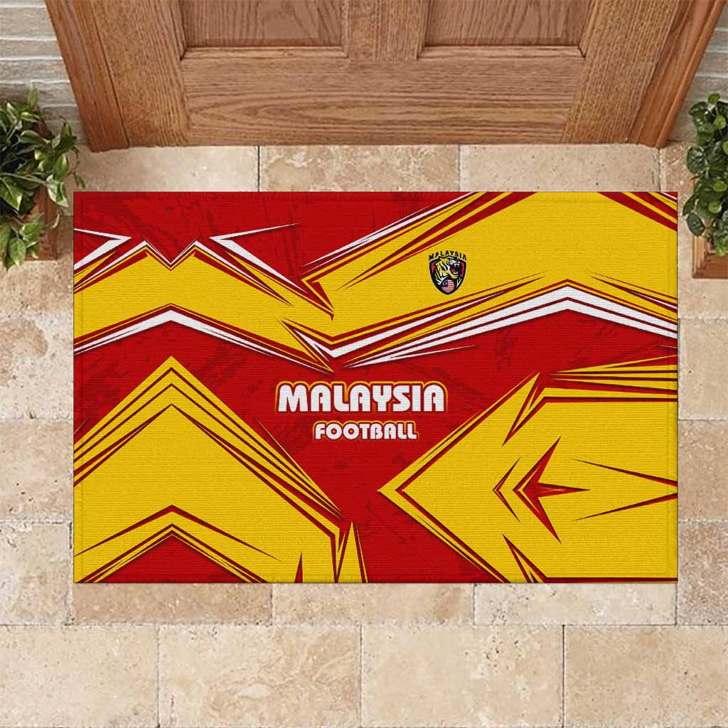 Malaysia Football Rubber Doormat with Roaring Tiger and Red Yellow National Colors