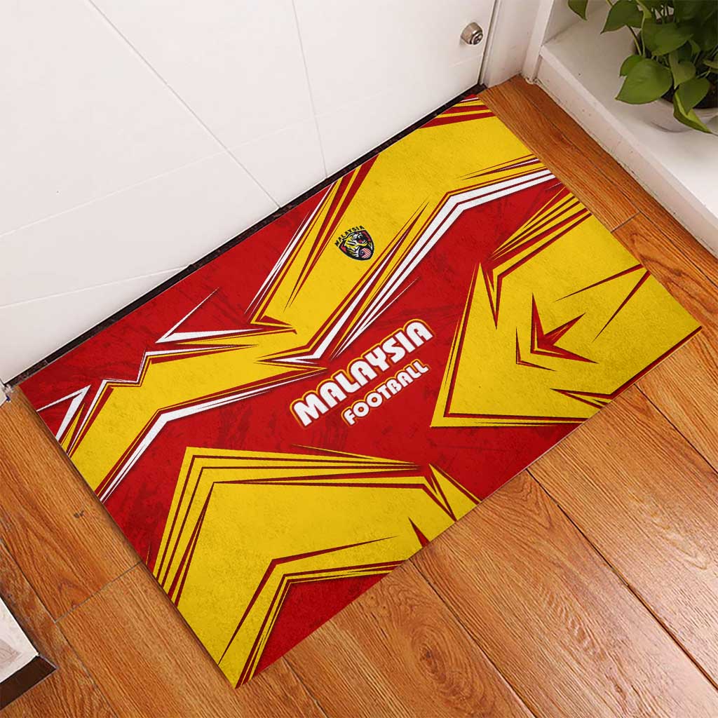 Malaysia Football Rubber Doormat with Roaring Tiger and Red Yellow National Colors