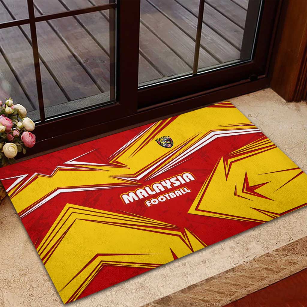 Malaysia Football Rubber Doormat with Roaring Tiger and Red Yellow National Colors