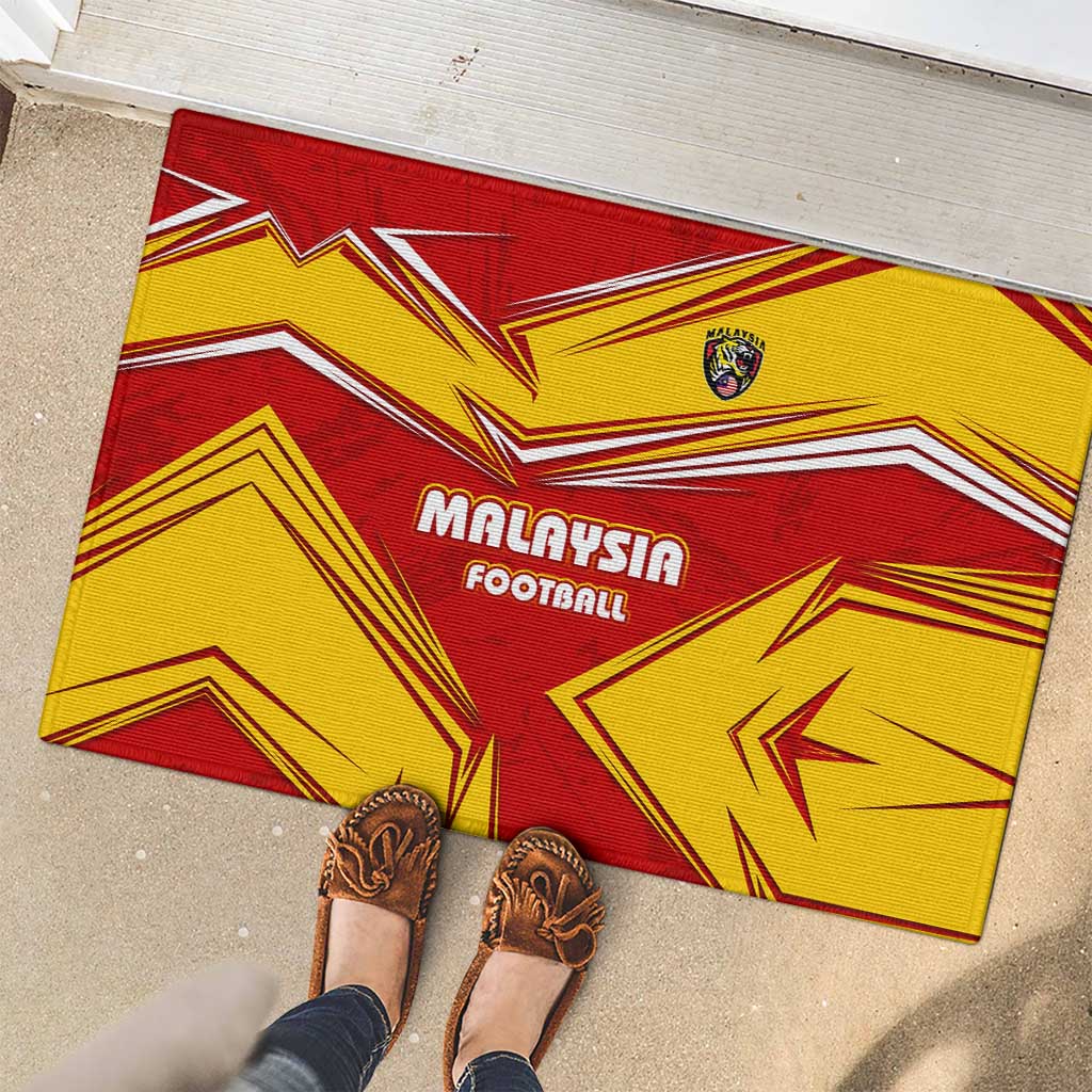 Malaysia Football Rubber Doormat with Roaring Tiger and Red Yellow National Colors