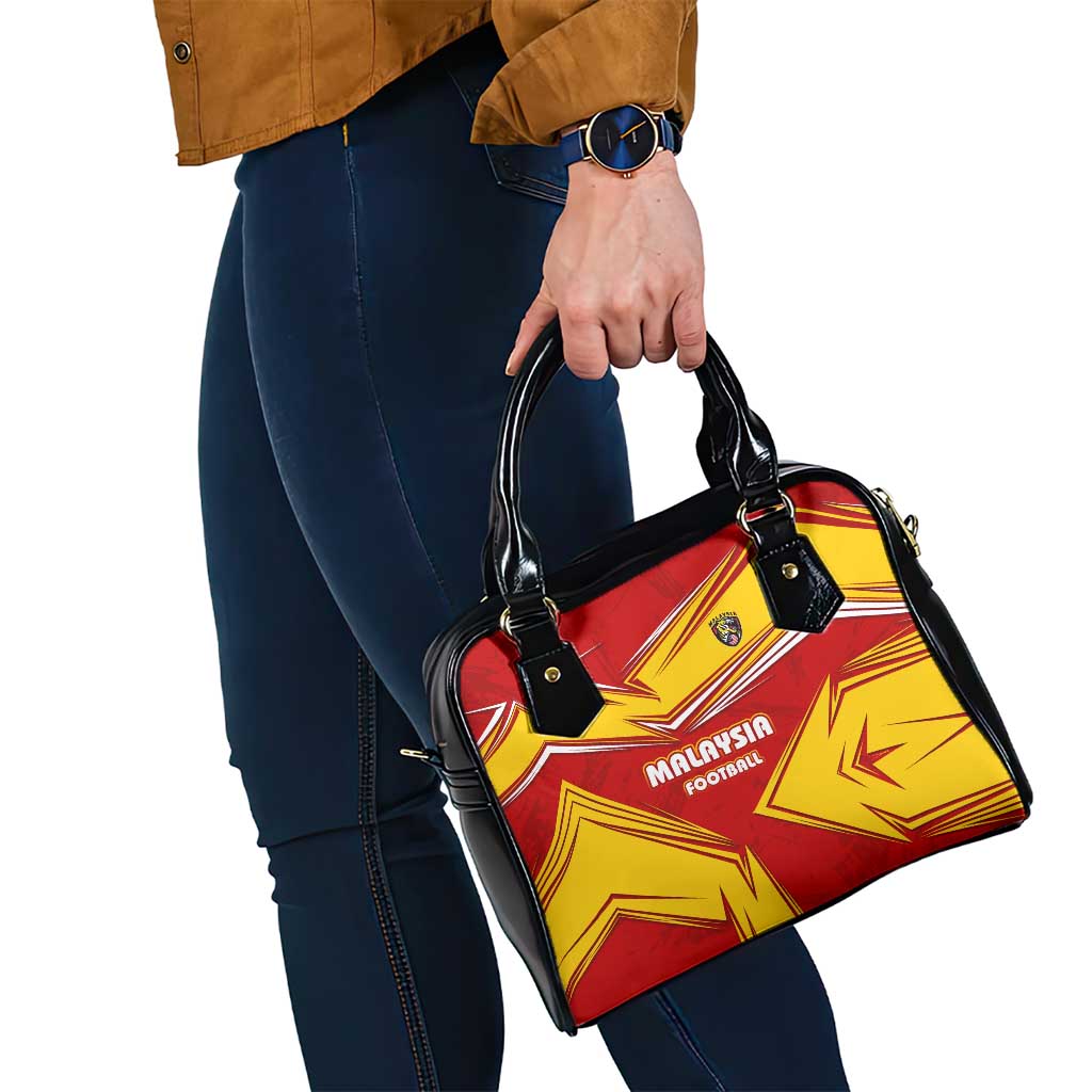 Malaysia Football Shoulder Handbag with Roaring Tiger and Red Yellow National Colors