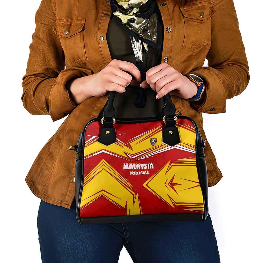 Malaysia Football Shoulder Handbag with Roaring Tiger and Red Yellow National Colors