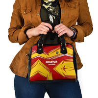 Malaysia Football Shoulder Handbag with Roaring Tiger and Red Yellow National Colors