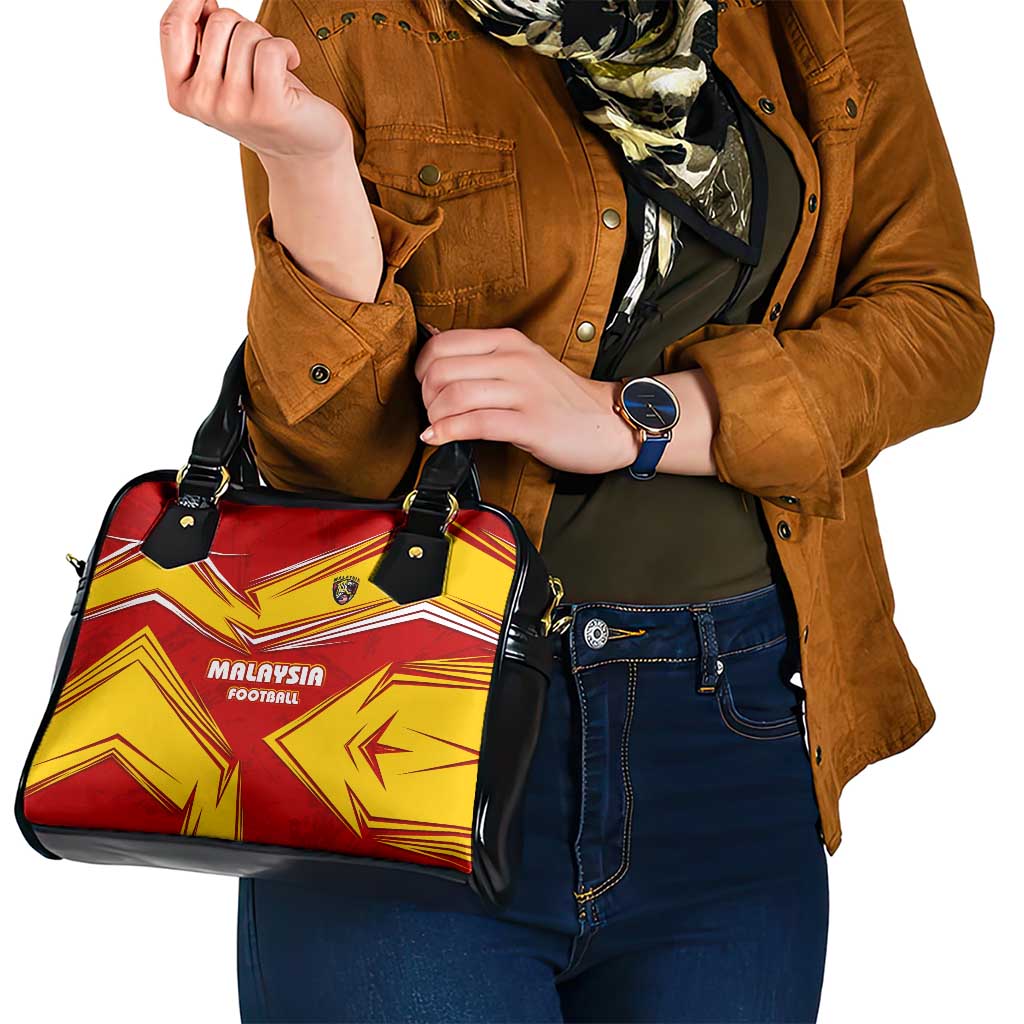 Malaysia Football Shoulder Handbag with Roaring Tiger and Red Yellow National Colors