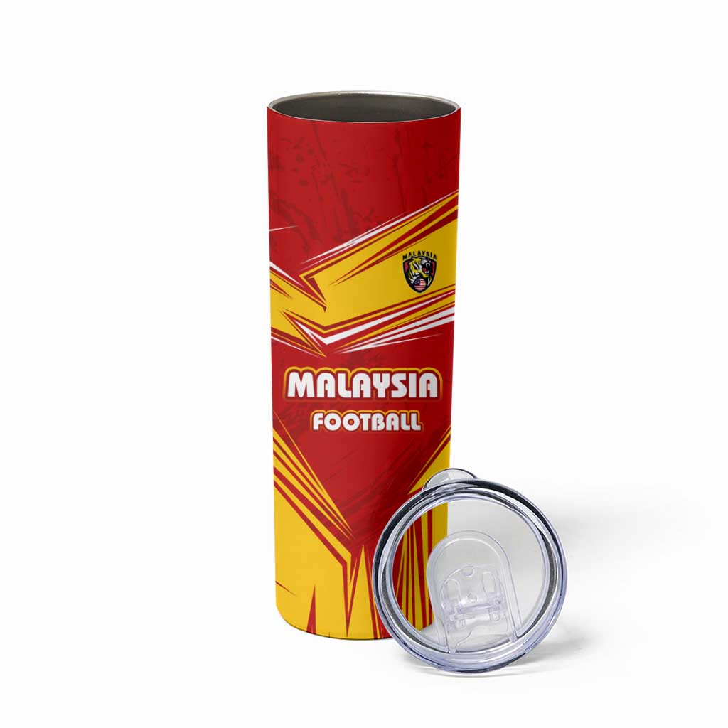 Malaysia Football Skinny Tumbler with Roaring Tiger and Red Yellow National Colors
