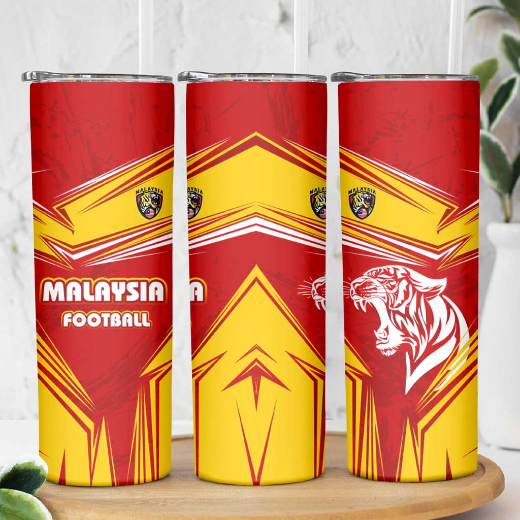 Malaysia Football Skinny Tumbler with Roaring Tiger and Red Yellow National Colors