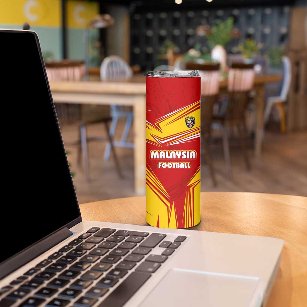 Malaysia Football Skinny Tumbler with Roaring Tiger and Red Yellow National Colors