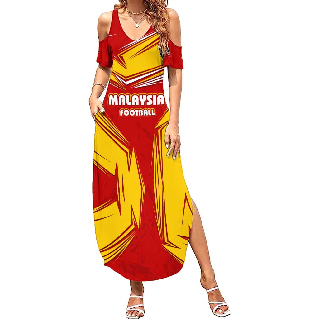 Malaysia Football Summer Maxi Dress with Roaring Tiger and Red Yellow National Colors
