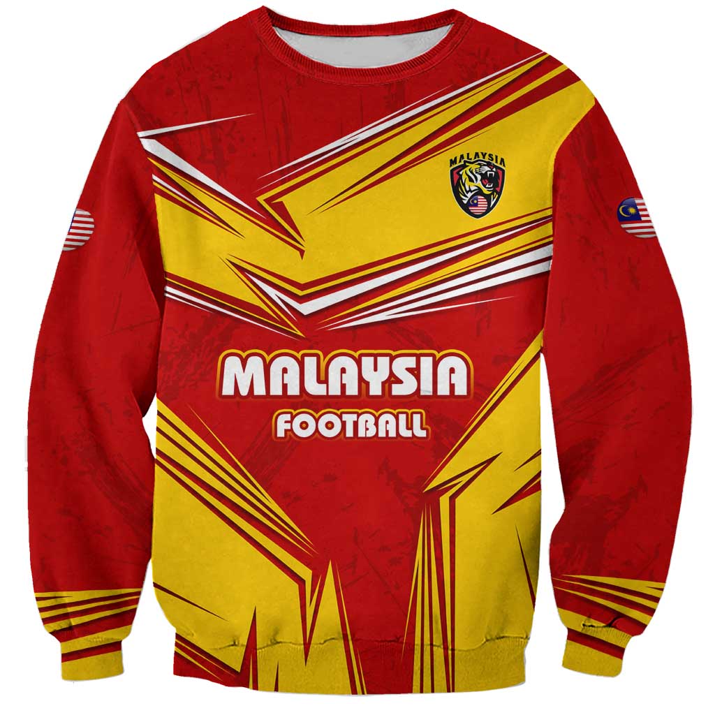 Malaysia Football Sweatshirt with Roaring Tiger and Red Yellow National Colors