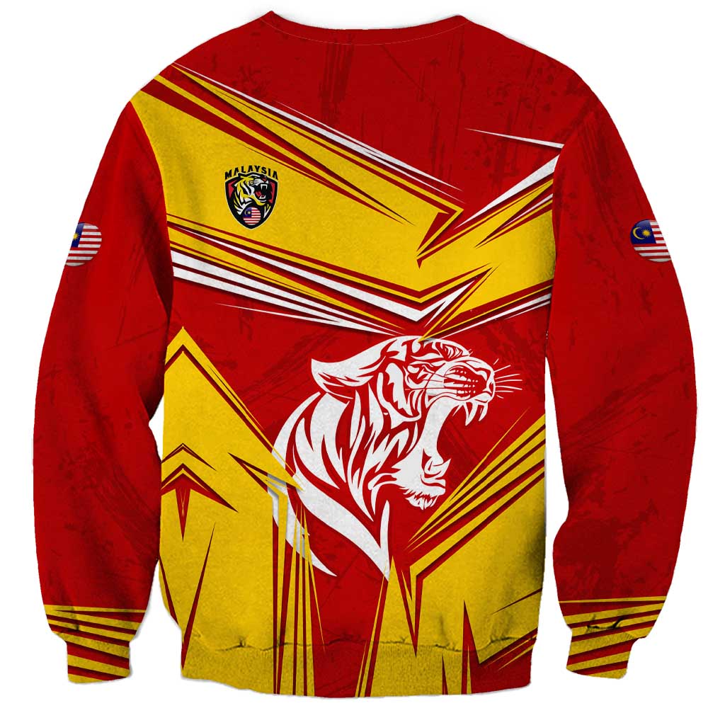 Malaysia Football Sweatshirt with Roaring Tiger and Red Yellow National Colors