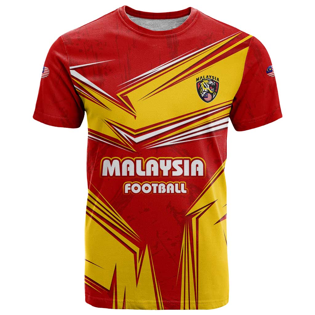 Malaysia Football T Shirt with Roaring Tiger and Red Yellow National Colors