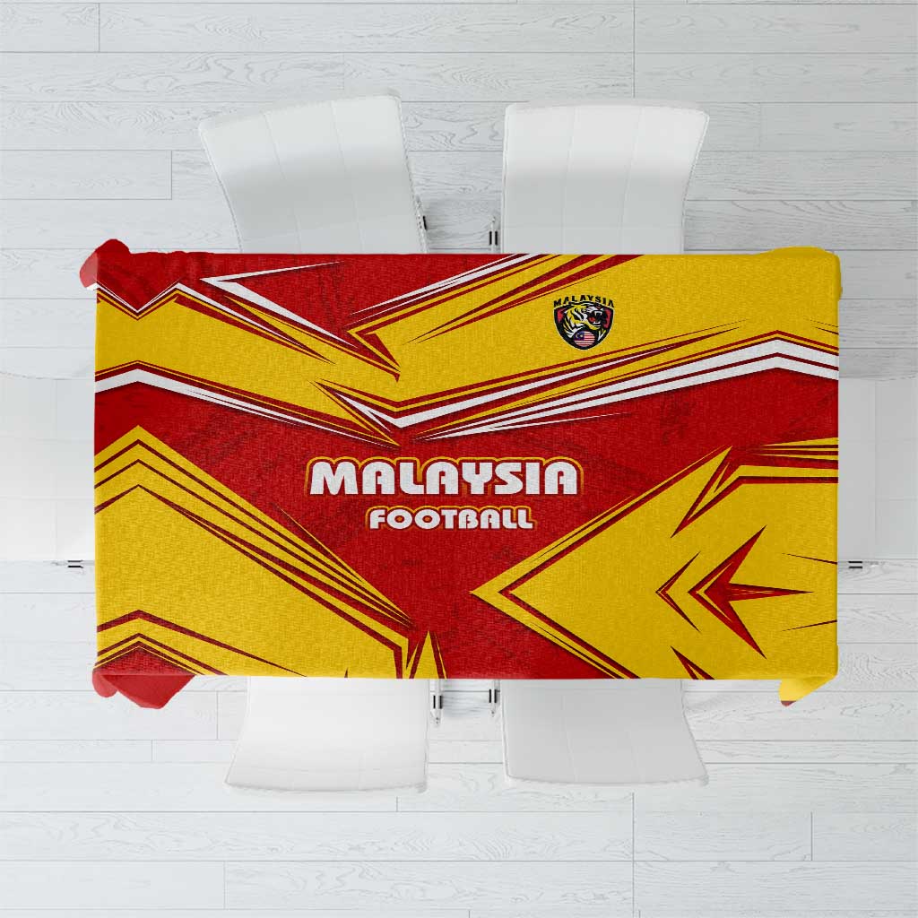 Malaysia Football Tablecloth with Roaring Tiger and Red Yellow National Colors