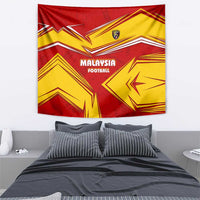 Malaysia Football Tapestry with Roaring Tiger and Red Yellow National Colors