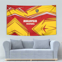 Malaysia Football Tapestry with Roaring Tiger and Red Yellow National Colors