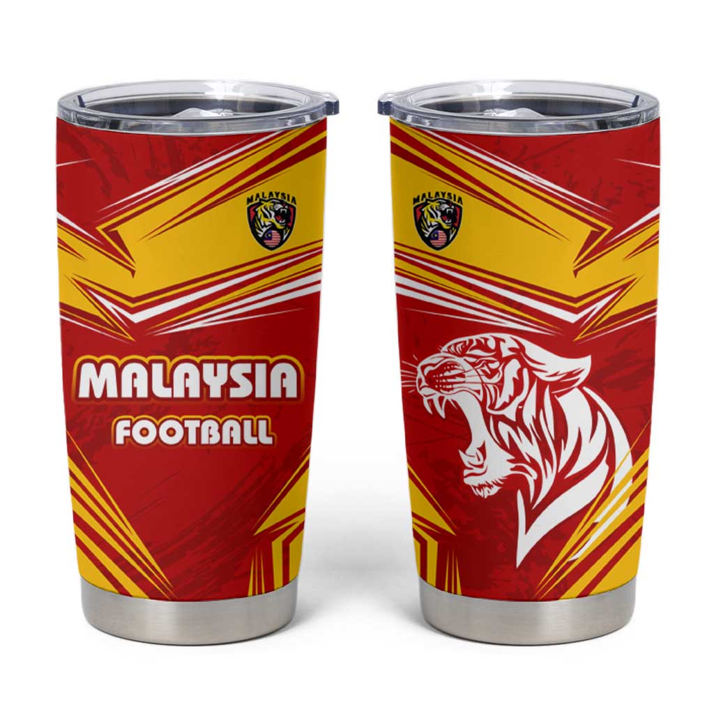 Malaysia Football Tumbler Cup with Roaring Tiger and Red Yellow National Colors
