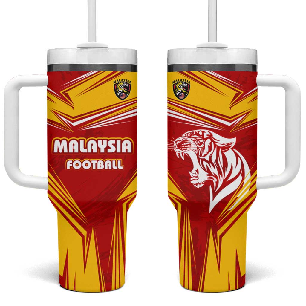 Malaysia Football Tumbler With Handle with Roaring Tiger and Red Yellow National Colors