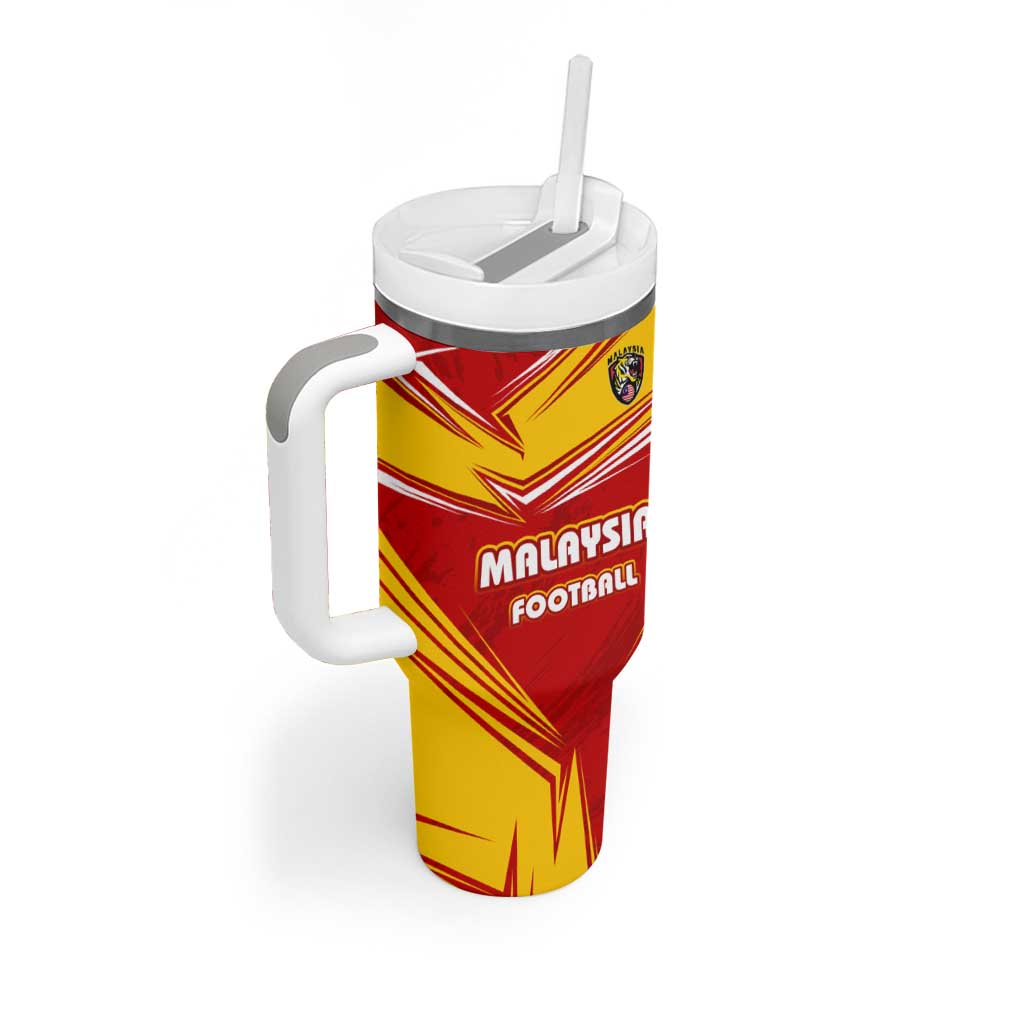 Malaysia Football Tumbler With Handle with Roaring Tiger and Red Yellow National Colors